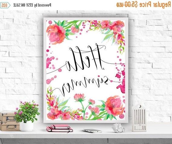 Latest Sale Hello Summer Poster Summer Wall Art Print Watercolor In Summer Wall Art (View 19 of 20)