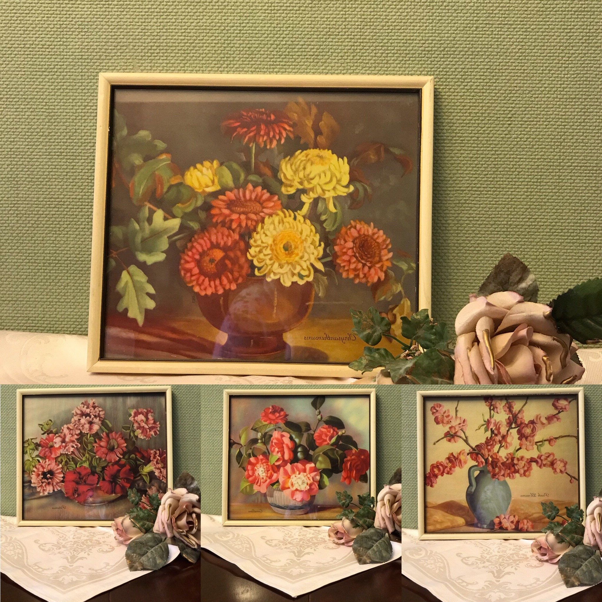Lines Framed Art Prints Intended For Current Vintage Floral Prints, Framed Under Glass Botanical Prints (View 5 of 20)