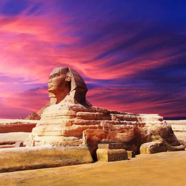Ls026 Printed Sphinx And Pyramids Of Egypt Oil Painting On Pertaining To Trendy Pyrimids Wall Art (View 2 of 20)