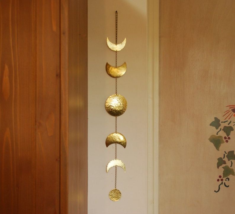 Lunar Wall Art In 2018 Moon Phases Wall Hanging Brass Moon Wall Decor Full Moon (View 6 of 20)