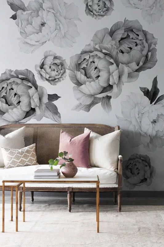 Midnight Wall Art Intended For Newest 9 Piece Midnight Peonies Wall Decal Set (View 13 of 20)