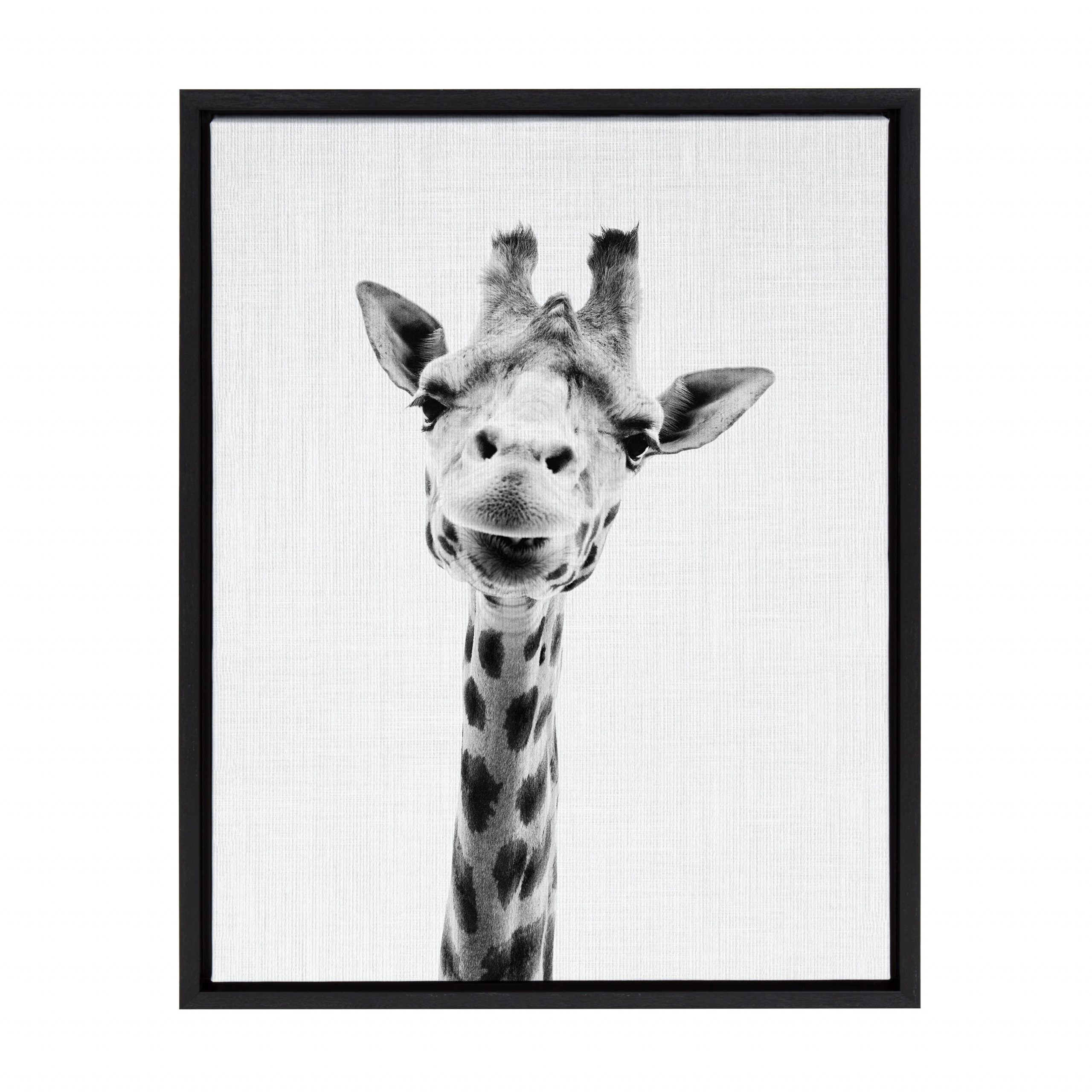 Monochrome Framed Art Prints Regarding Current Kate And Laurel Sylvie Giraffe Animal Print Black And (View 6 of 20)