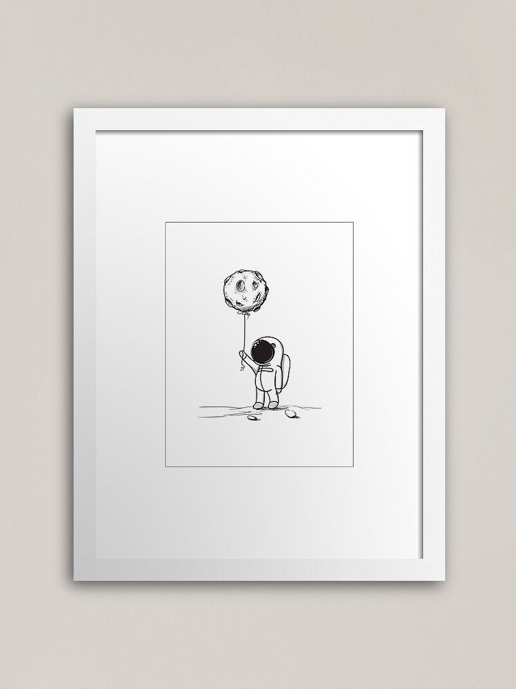 Most Current Balloons Framed Art Prints Inside "cute Astronaut Holding Moon Balloon With Craters Hd High (View 7 of 20)