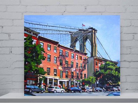 Most Current New York City Framed Art Prints Throughout Brooklyn Bridge Painting, Fine Art Print, Framed Art (View 17 of 20)