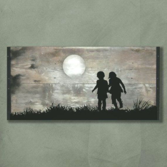 Most Popular Luna Wood Wall Art With Regard To Playing In The Moonlight, Customizable Reclaimed Wood Wall (View 6 of 20)