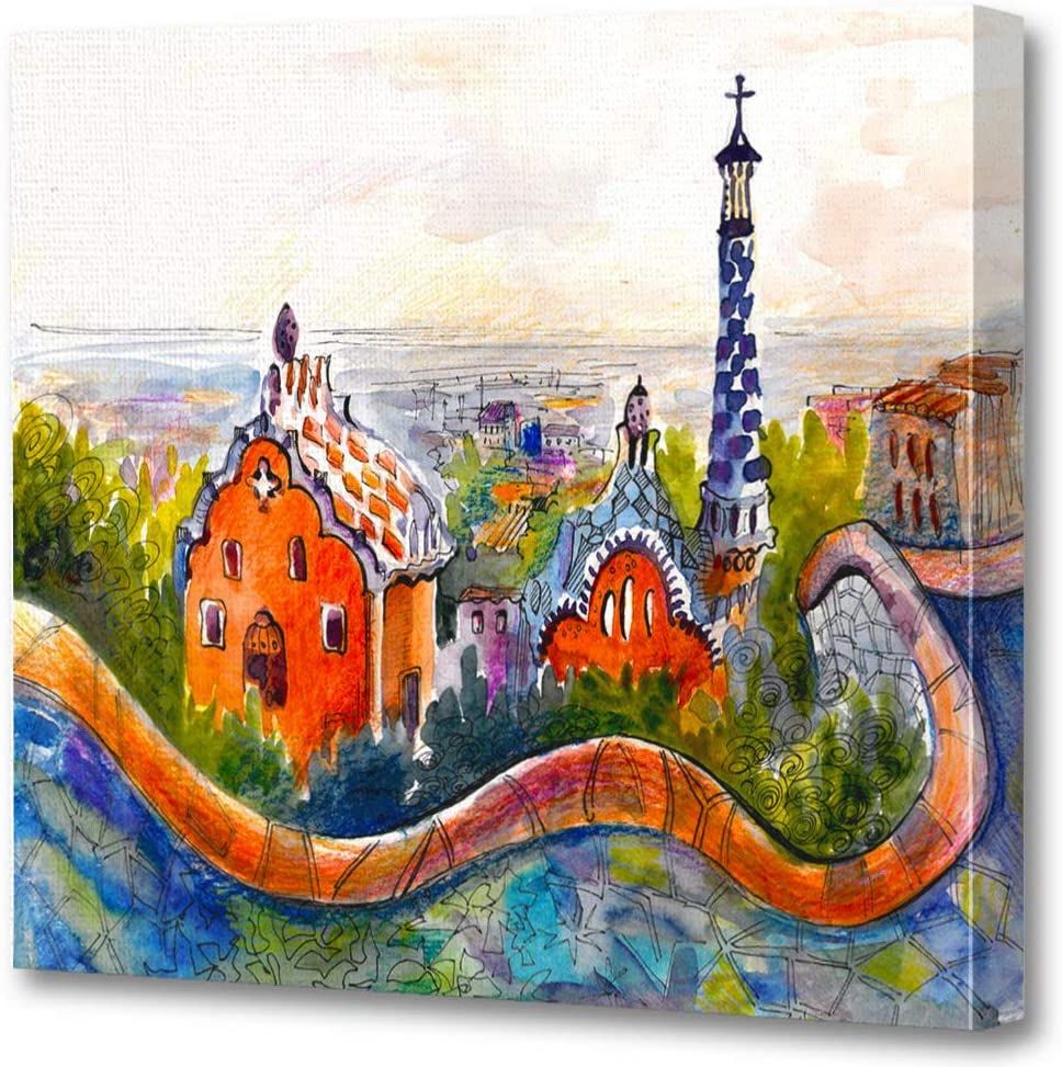 Most Recently Released Amazon: Dybsm Canvas Print Wall Art Wooden Framed For Barcelona Framed Art Prints (View 8 of 20)