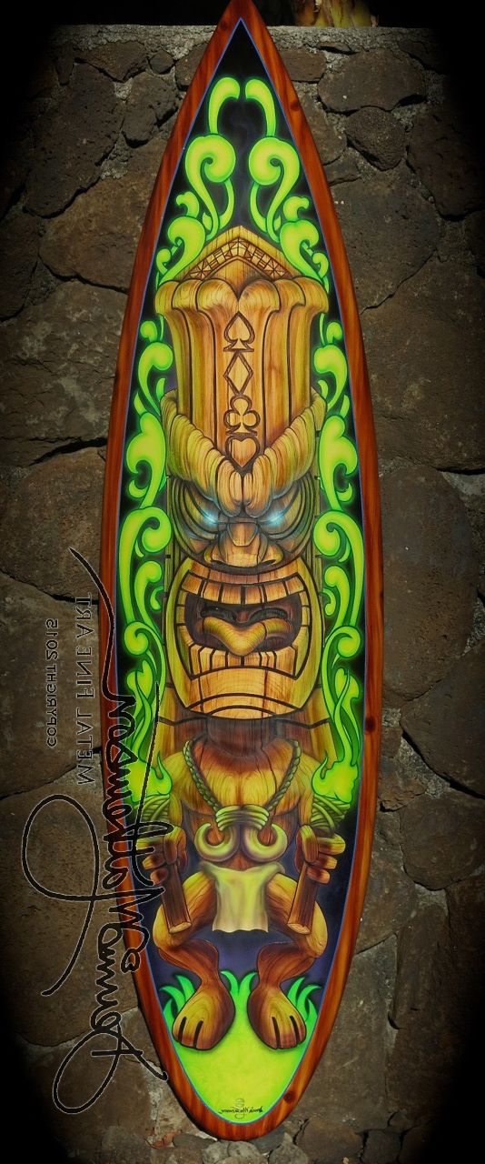 Most Recently Released Tiki Surf Board Wall Art – Dennis Mathewson Art Pertaining To Surfing Wall Art (View 18 of 20)