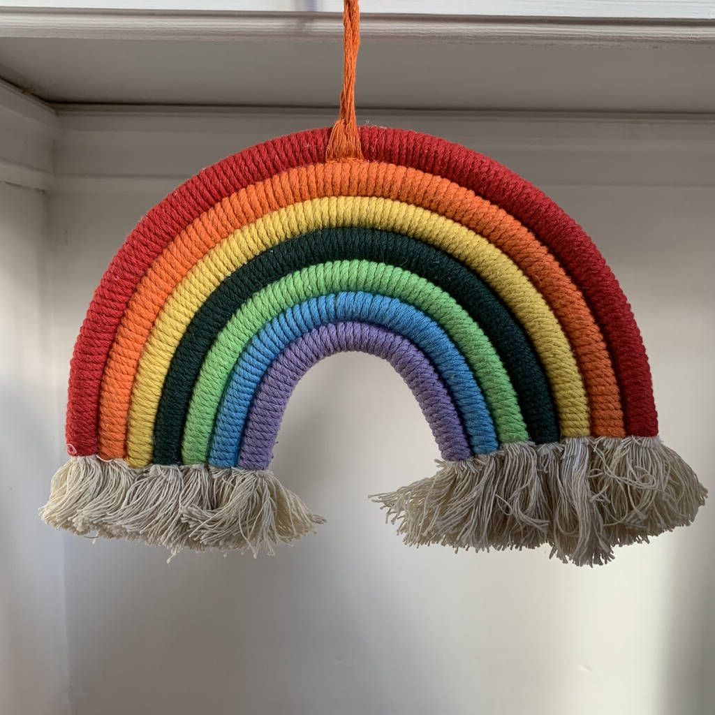 Most Up To Date Rainbow Wool Tufted Hanging Wall Decorperfect Throughout Rainbow Wall Art (View 8 of 20)