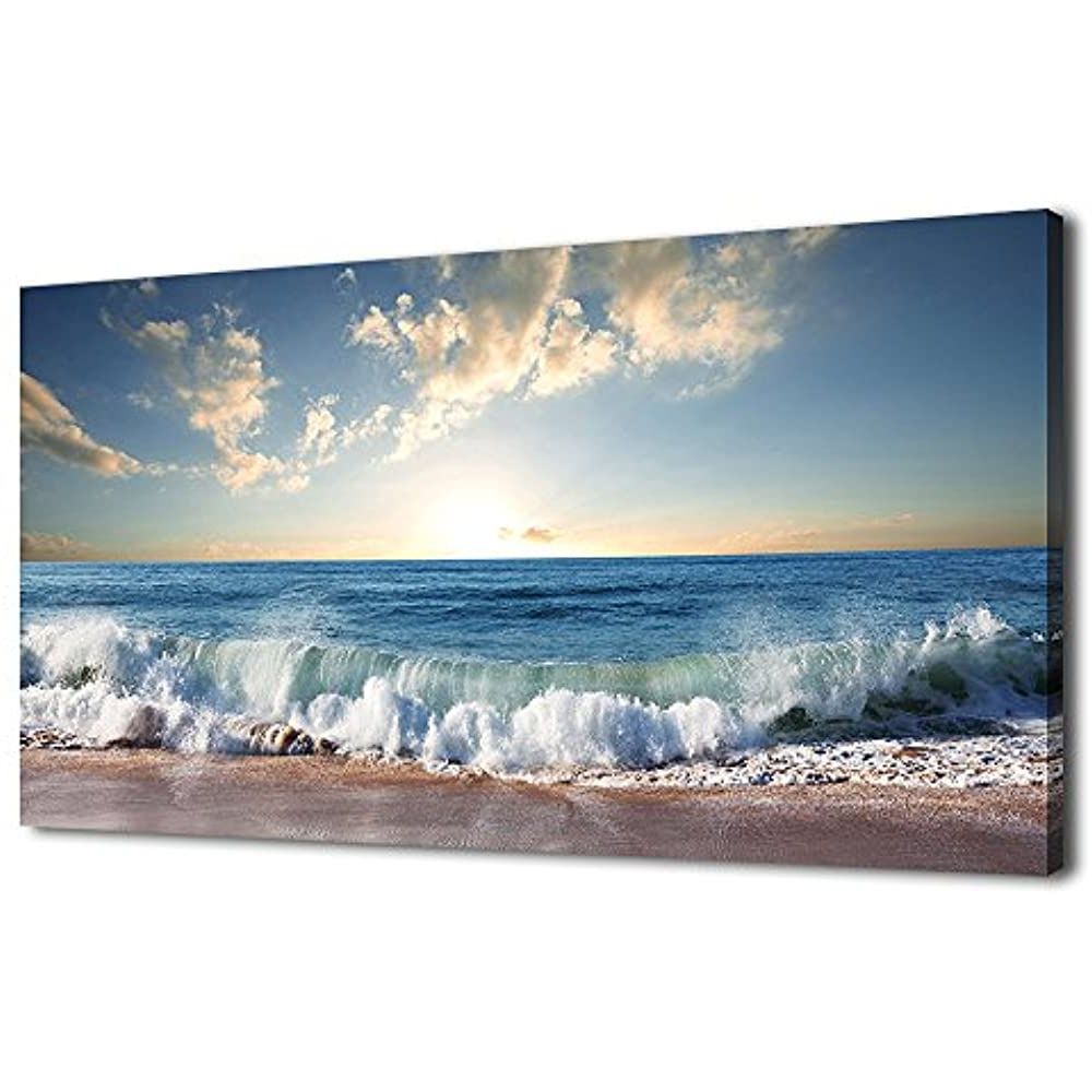 Most Up To Date Sunset Wall Art For Canvas Wall Art Beach Sunset Waves Coast Nature Pictures (View 3 of 20)