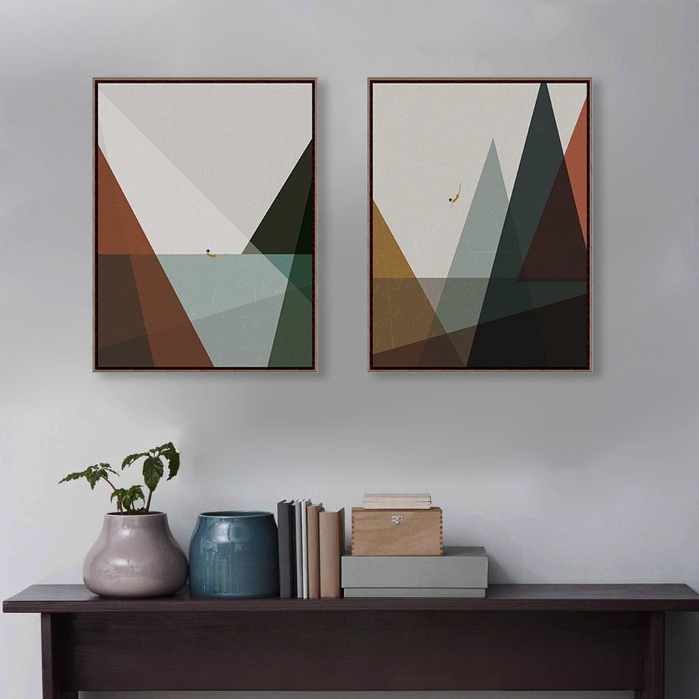 Mountain Wall Art Intended For Most Popular Abstract Minimalist Landscape Sea Mountain A4 Wall Art Art (View 8 of 20)