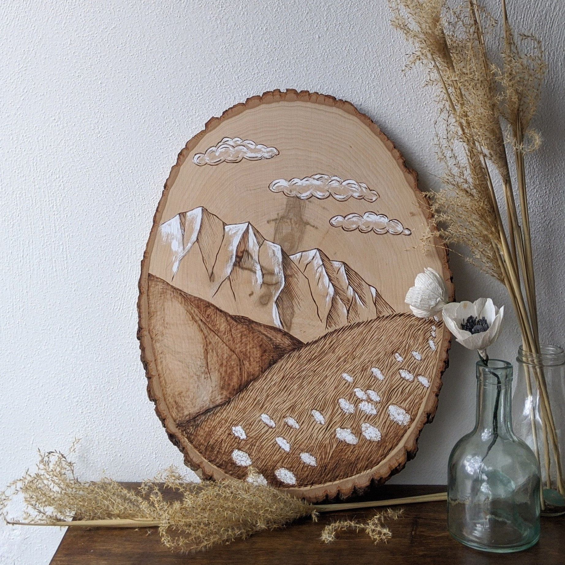 Mountain Wall Decor Woodburned Mountain Meadow Art Wood Intended For Latest Mountain Wall Art (View 12 of 20)
