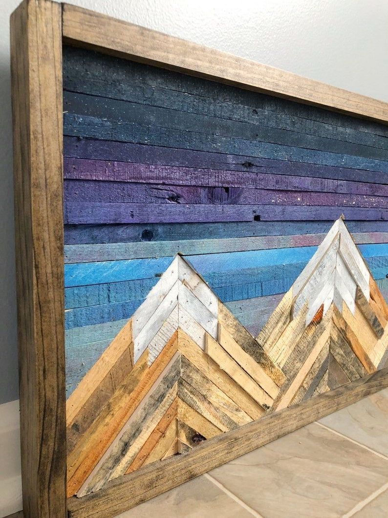 Mountain Wood Wall Art/decor #reclaimedwoodwallart With Regard To Well Known Mountain Wall Art (View 16 of 20)