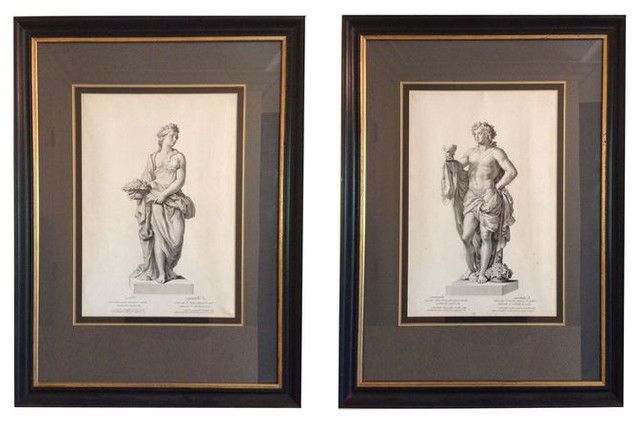 Pair Of Framed Black And White Classical Prints – $1,700 Throughout Well Known Monochrome Framed Art Prints (View 11 of 20)