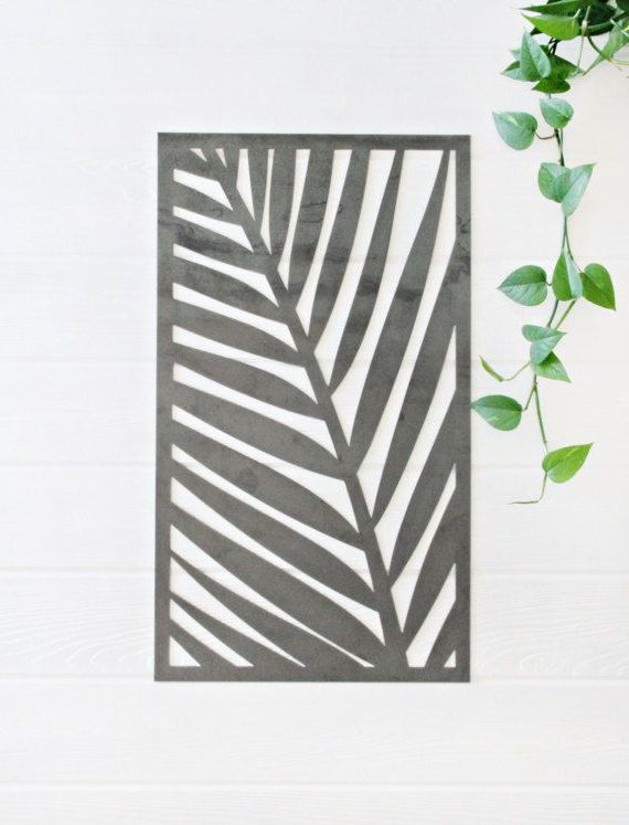 Palm Leaf Metal Art Panel Bohemian Decor Boho Home Decor Within Recent Palm Leaves Wall Art (View 4 of 20)