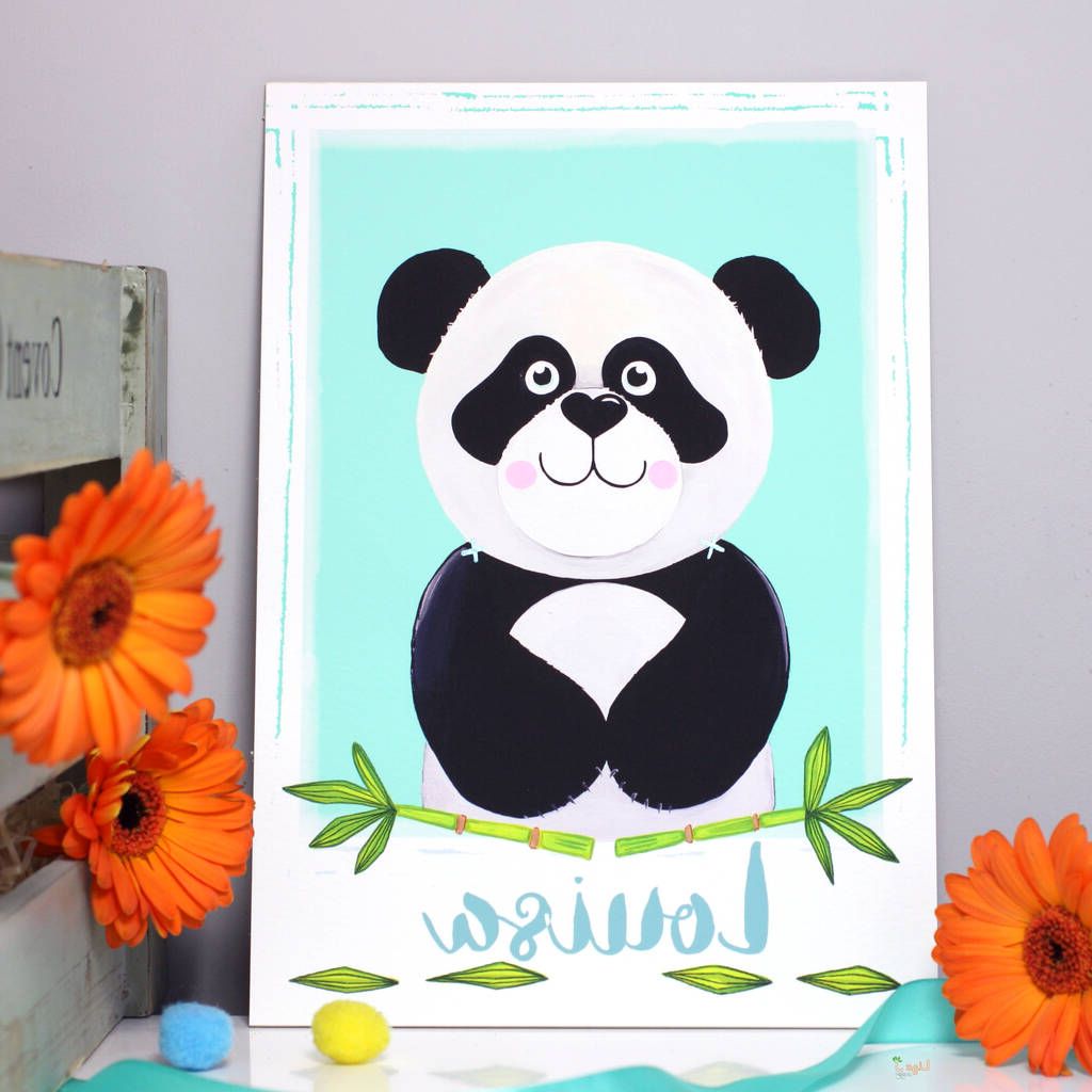 Personalised Panda Children's Art Printliza J Design For Famous Children Framed Art Prints (View 12 of 20)