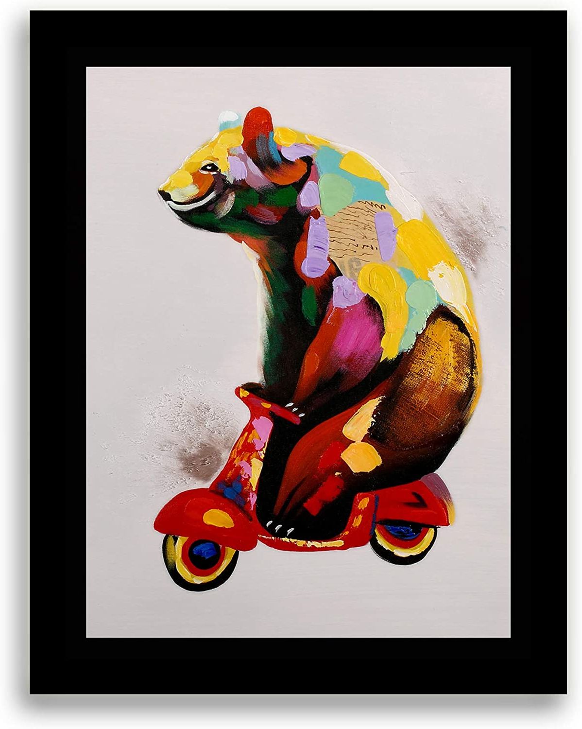 Pop Art Wood Wall Art Within 2018 Art Hub Bear On Tiny Motorcycle Modern Pop Animal Art (View 8 of 20)