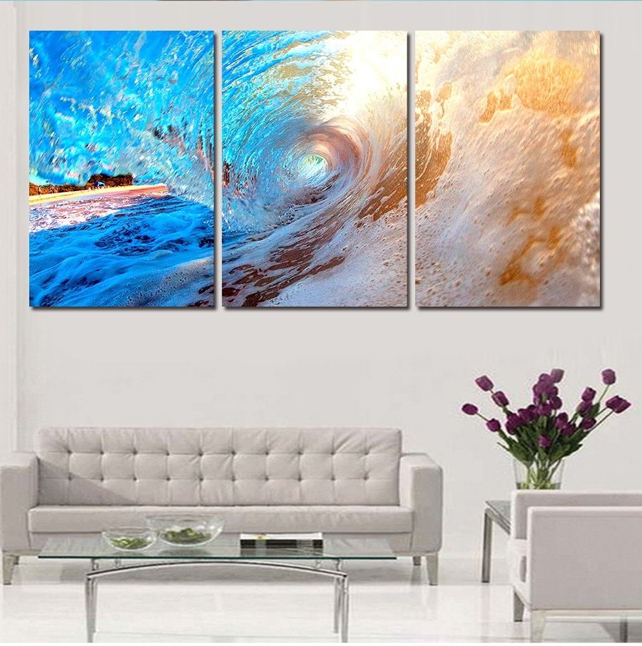 Preferred 3 Plane Abstract Sea Wave Modern Home Decor Wall Art Within Wave Wall Art (View 10 of 20)
