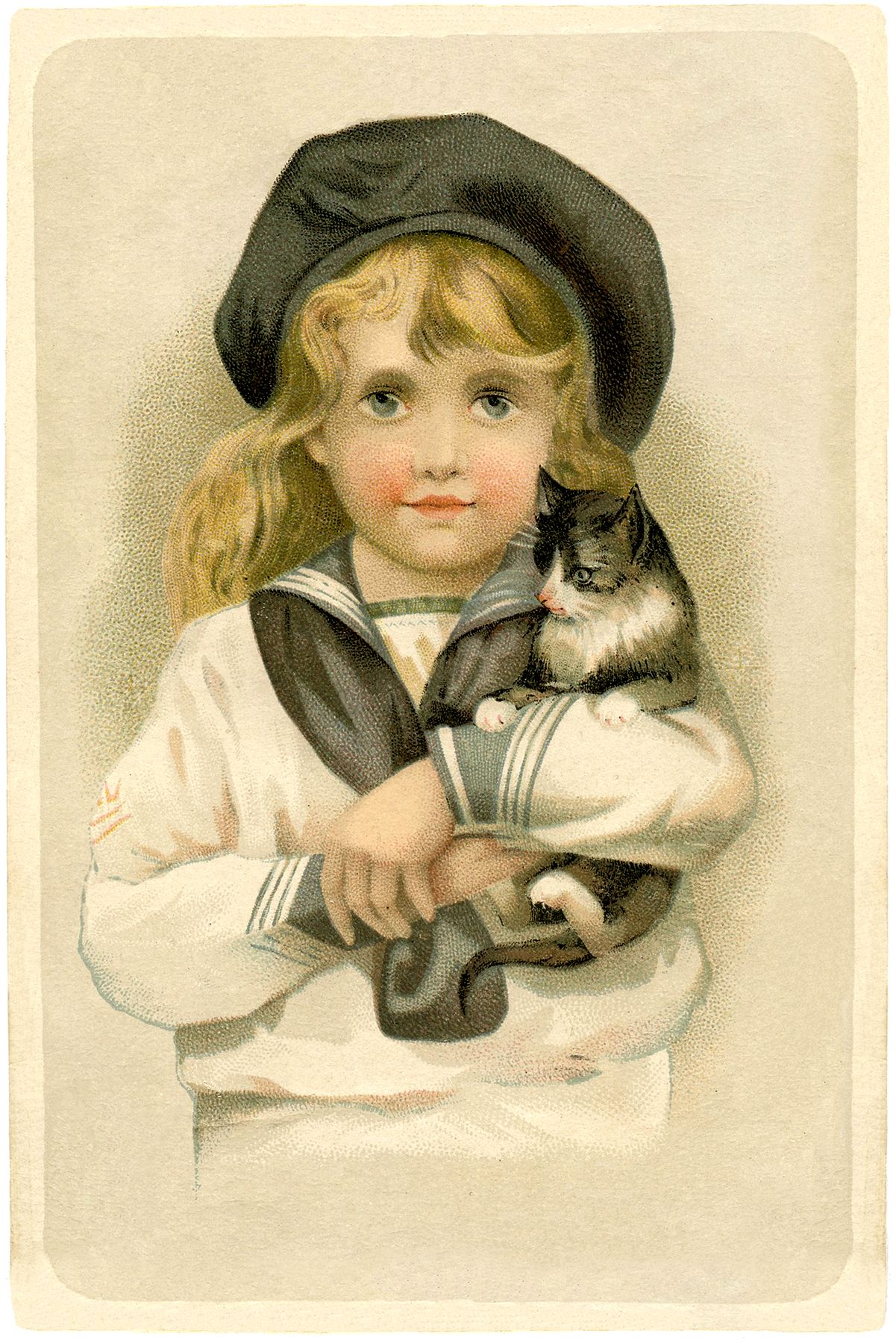 Preferred Children Framed Art Prints Within Vintage Child With Cat Image – Sweet! – The Graphics Fairy (View 20 of 20)