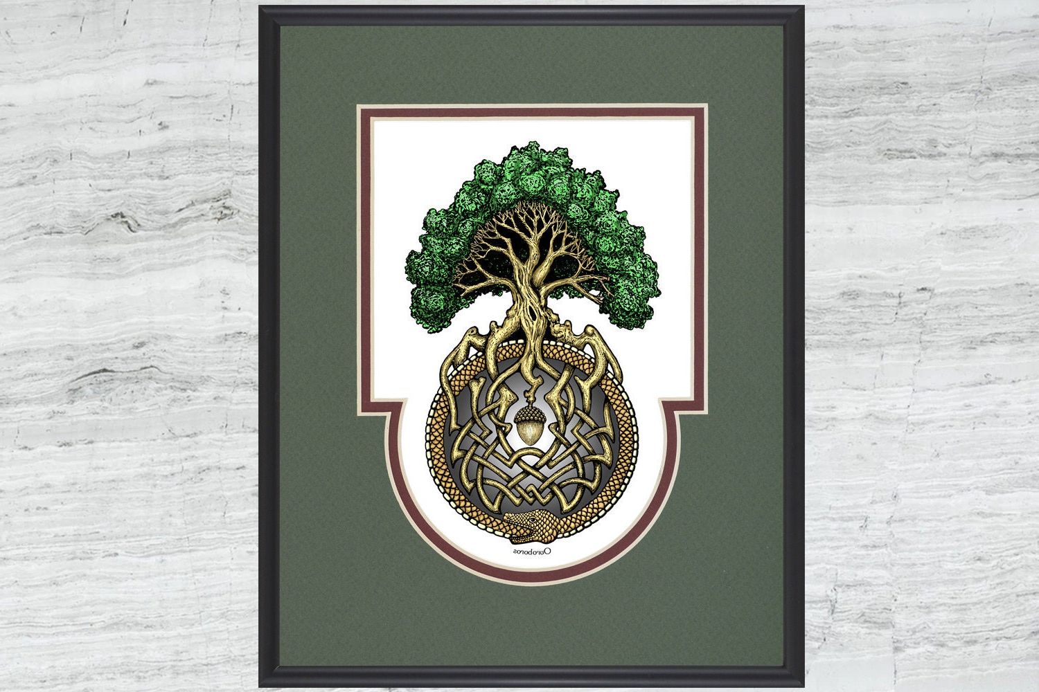 Preferred Ouroboros Tree  Framed Digital Art Print – 8 X 10 Inside Dragon Tree Framed Art Prints (View 1 of 20)