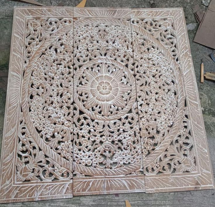 Preferred White Medallion Wall Art Bohemian Style Wood Carved Panel Pertaining To Elegant Wood Wall Art (View 9 of 20)