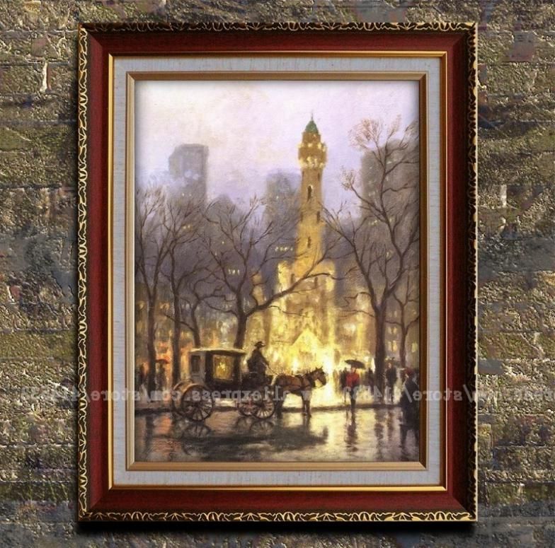 Prints Thomas Kinkade Oil Painting The Water Tower,chicago Inside Preferred Landscape Framed Art Prints (View 12 of 20)