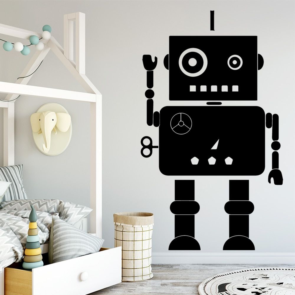 Recent Cute Robot Wall Sticker House Decoration Accessories For With Regard To Robot Wall Art (View 4 of 20)