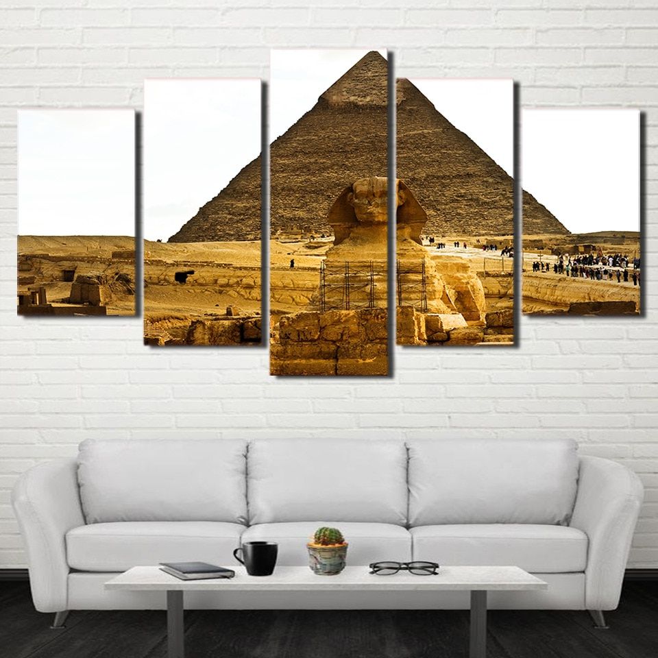 Recent Pyrimids Wall Art Within Canvas Modern Home Decor Living Room 5 Panel Egypt Pyramid (View 17 of 20)