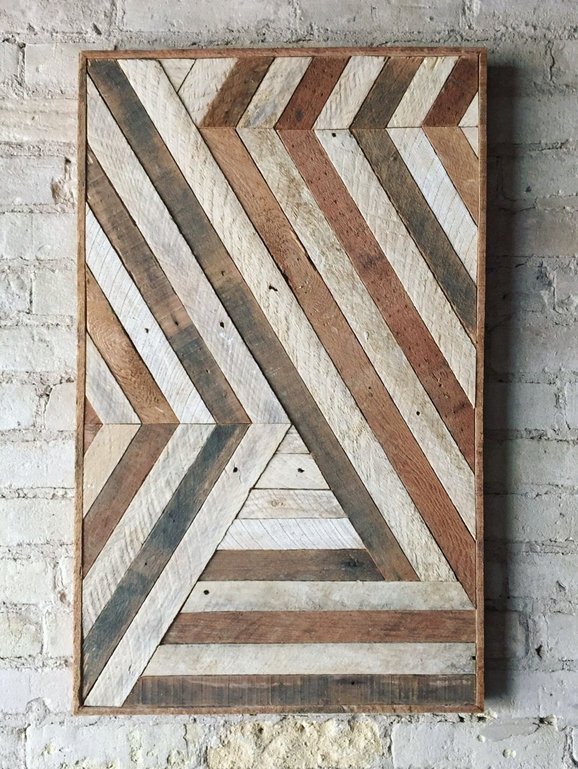 Reclaimed Wood Wall Art, Wall Decor, Abstract Chevron Pertaining To Newest Abstract Wood Wall Art (View 3 of 20)
