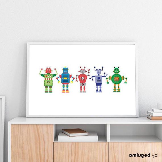 Robot Printplayroom Posterboy Nursery Artboys Cavekids With Newest Robot Wall Art (View 13 of 20)