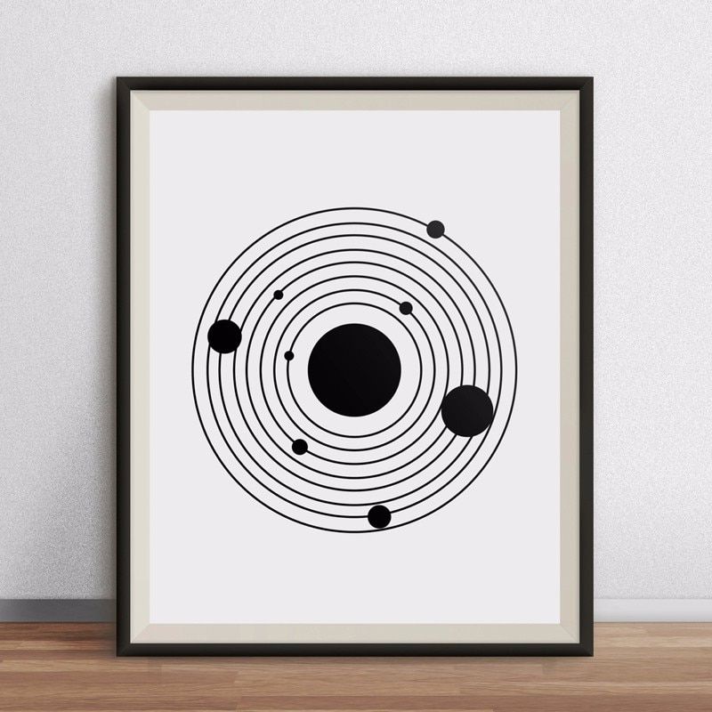 Solar System Art Posters And Prints, Minimalist Decor With Regard To Most Current Minimalism Framed Art Prints (View 13 of 20)