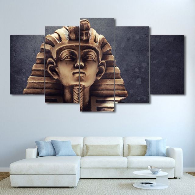 Spinx Wall Art Pertaining To Popular Canvas Wall Art Paintings Home Decor 5 Pieces Egyptian (View 18 of 20)