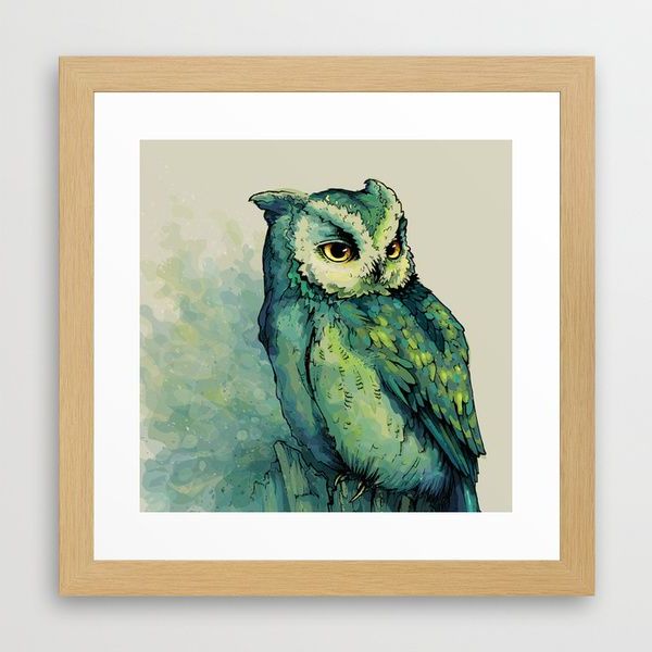 The Owl Framed Art Prints Intended For Most Recent Green Owl Framed Art Print (View 11 of 20)