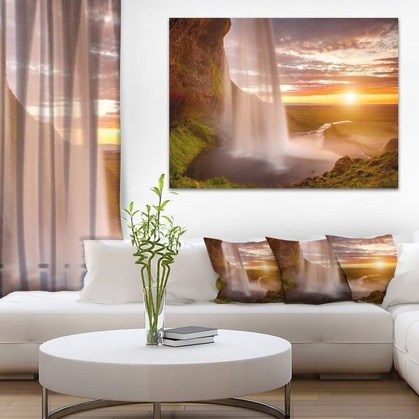 Trendy Shop Seljalandsfoss Waterfall At Sunset – Landscape Large With Regard To Landscape Wall Art (View 19 of 20)