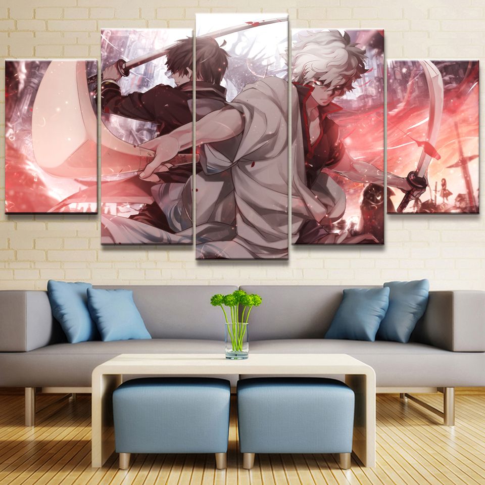 Waliicorners Prints Hang Pictures Home 5 Panel Gintama Within Well Known Tokyo Wall Art (View 2 of 20)