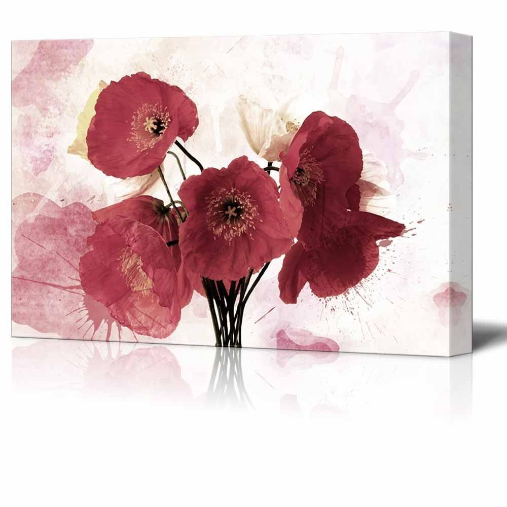 Wall26 Canvas Wall Art – Red Poppy Flower On Watercolor Throughout Current Flowers Wall Art (View 8 of 20)