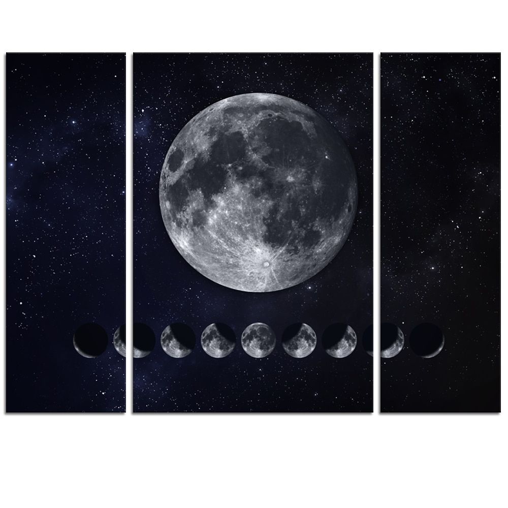 Well Known Black And White Moon Canvas Wall Art Pictures Of Moon With Lunar Wall Art (View 15 of 20)