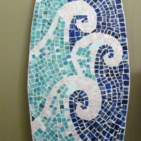 Well Known Custom Surfboard Mosaic, Stained Glass On Wood Wall Art Intended For Waves Wood Wall Art (View 4 of 20)
