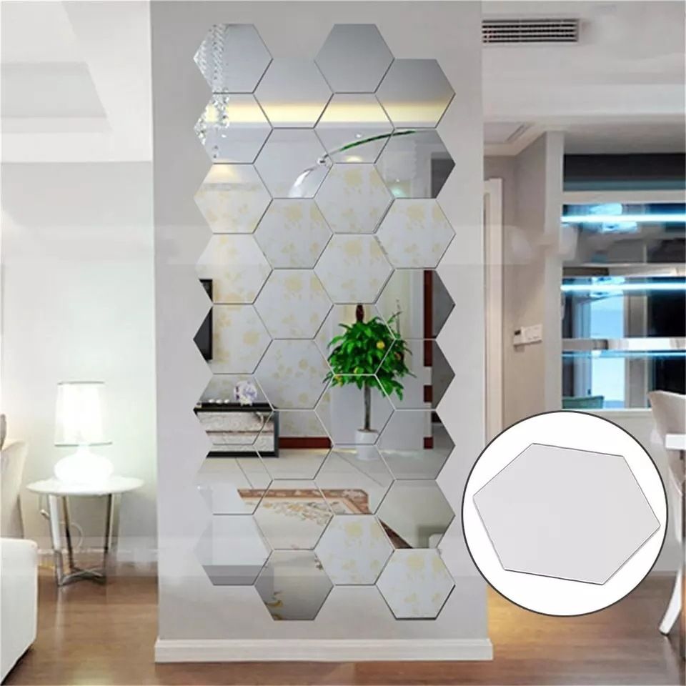 Well Known Hexagons Wall Art For 12x Acrylic Hexagon Wall Decor Mirror(silver) — Pyari Walls (View 5 of 20)