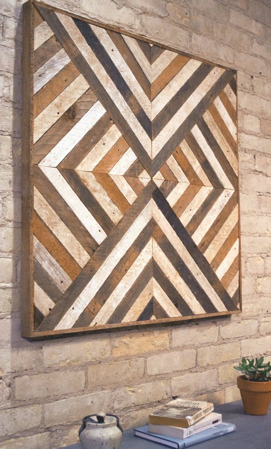 Well Known Reclaimed Wood Wall Art, Decor, Lath, Triangle, Diamond Regarding Geometric Wood Wall Art (View 7 of 20)