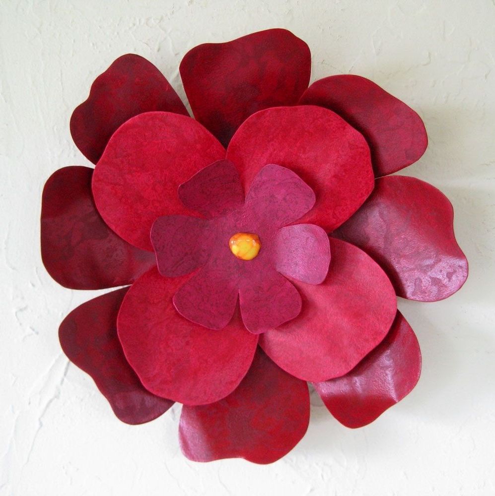 Well Liked Flowers Wall Art Throughout Custom Handmade Upcycled Metal Hibiscus Flower Wall Art In (View 4 of 20)