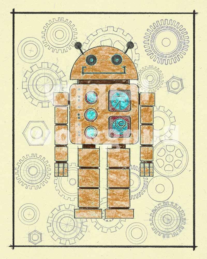 Well Liked Robot Wall Art Throughout Boys Room Decor Robot Wall Art (View 8 of 20)