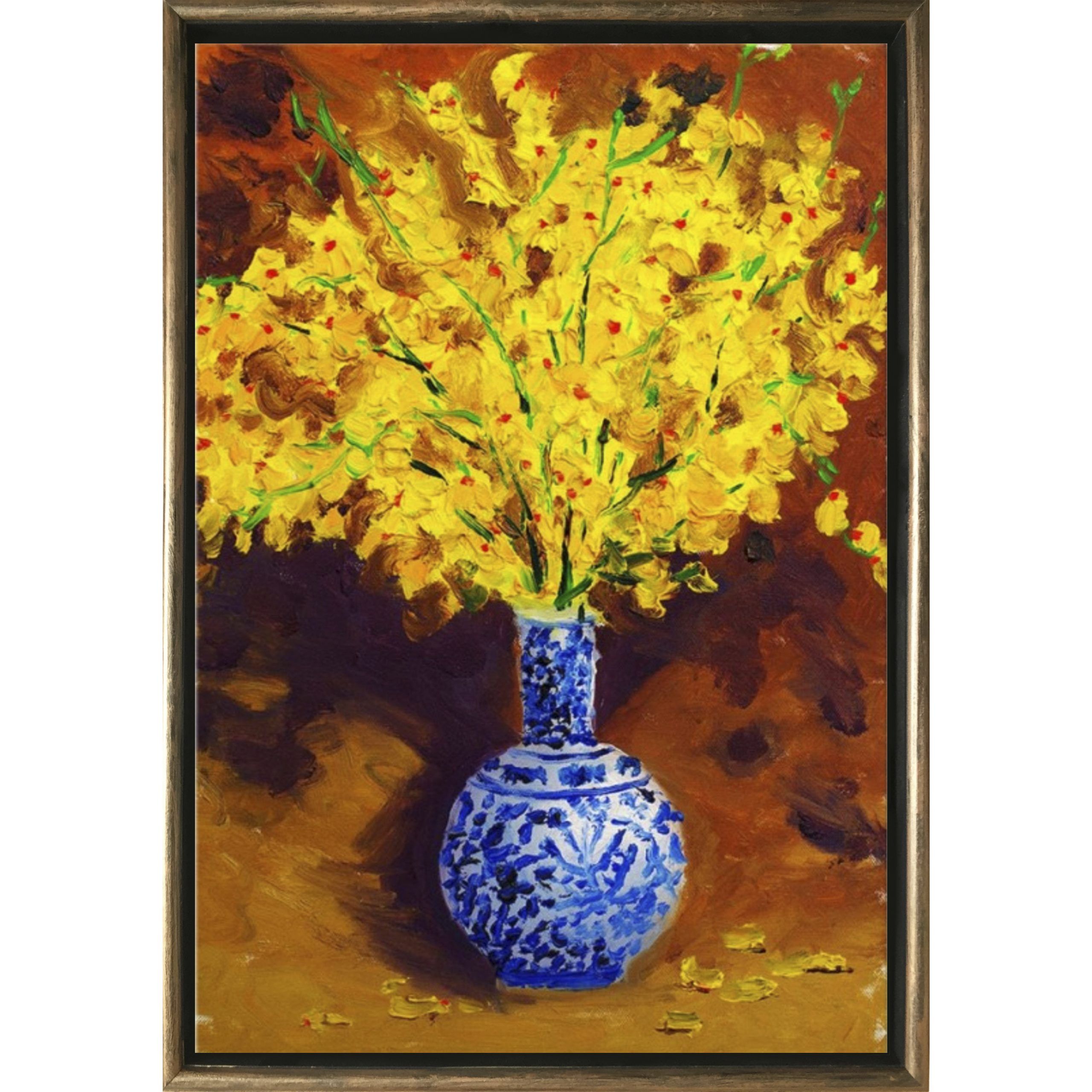 Well Liked Startonight Bronze Luxury Framed Canvas Wall Art Yellow With Flowers Wall Art (View 7 of 20)