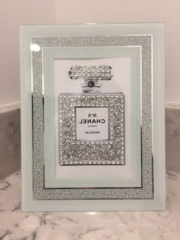 Widely Used Glitter Wall Art Pertaining To Chanel No 5 Silver Glitter Bling Art Print In Glass (View 5 of 20)