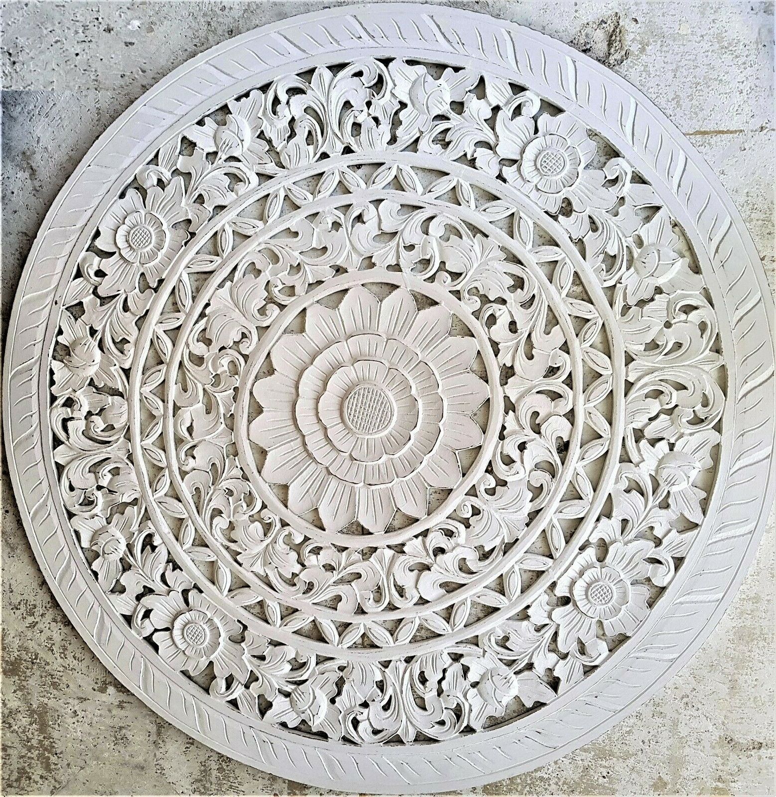 Widely Used Mandala Shabby Chic White Wall Art Hanging Wood Panel Inside Tropical Wood Wall Art (View 4 of 20)