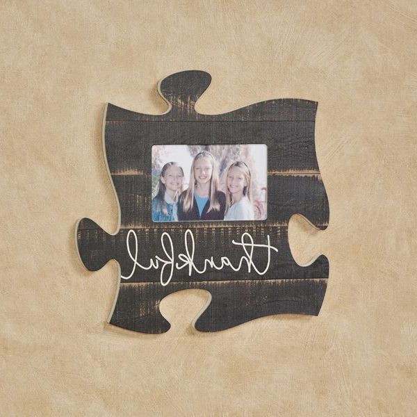 2017 The Thankful Photo Frame Puzzle Piece Wall Art Displays Your Photograph Regarding Puzzle Wall Art (View 4 of 15)
