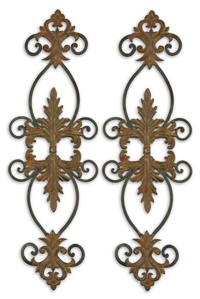 2018 Textured Metal Wall Art Set In Uttermost Lacole Rustic Metal Wall Art Set Of  (View 13 of 15)