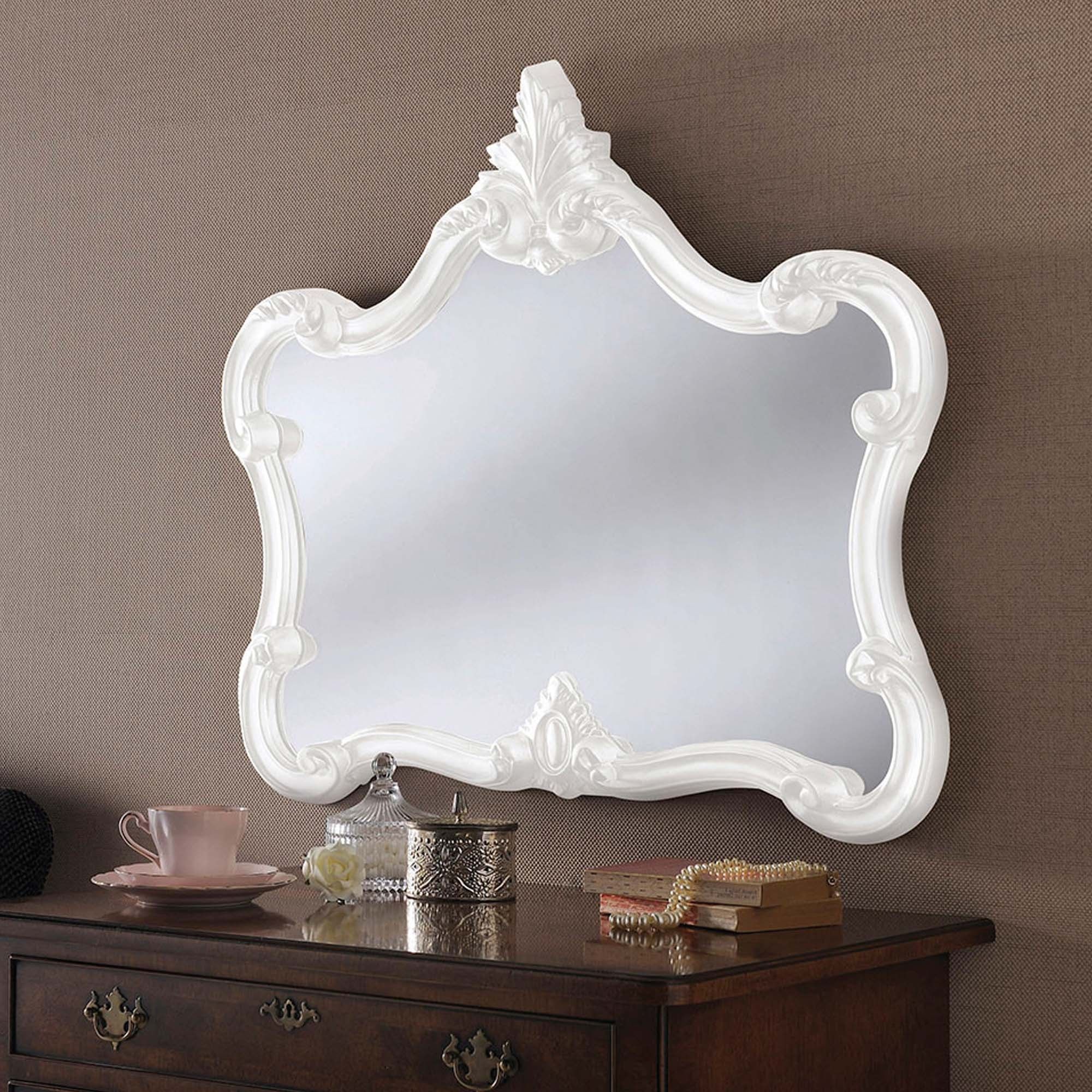 2020 Antiqued Glass Wall Mirrors With Antique French Style White Ornate Wall Mirror (View 6 of 15)