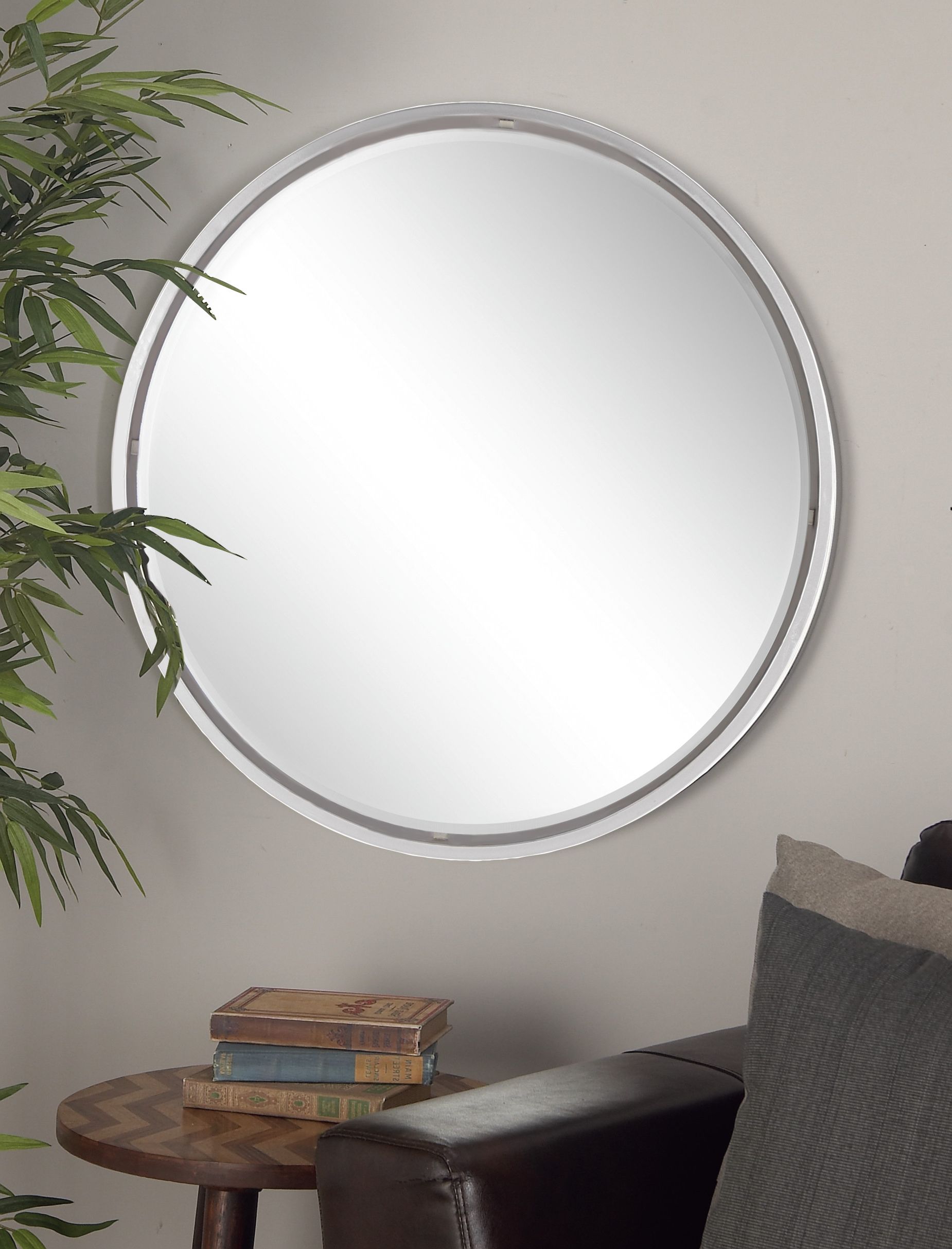 2020 Decmode Extra Large Round Silver Wall Mirror, 30" – Walmart Intended For Round Scalloped Wall Mirrors (View 1 of 15)