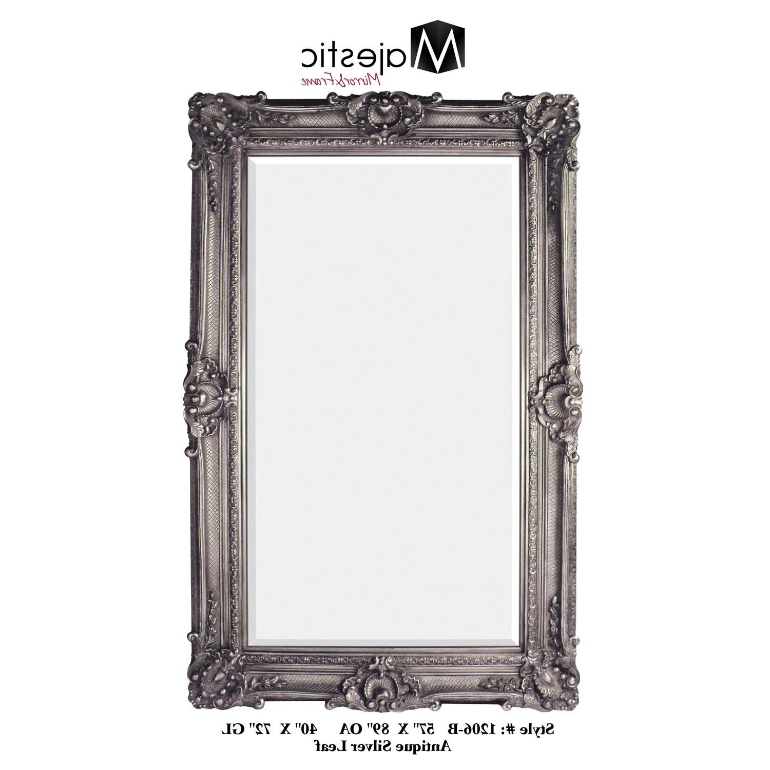 2020 Metallic Gold Leaf Wall Mirrors Throughout Majestic Mirror Antique Silver Leaf Finish Traditional Framed Beveled (View 12 of 15)