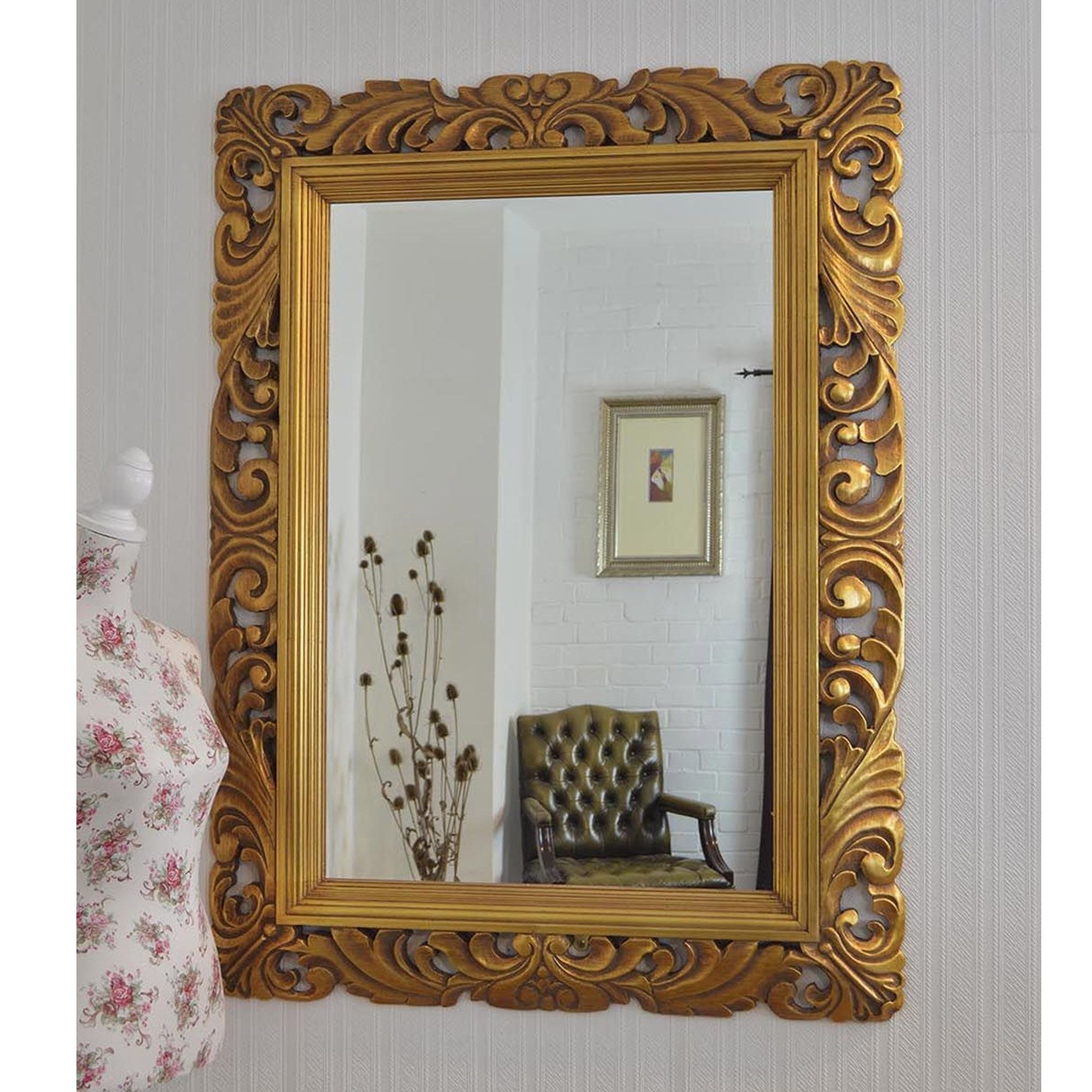 2020 Ornate Framed Gold Antique French Style Wall Mirror – French Mirrors Intended For Antiqued Glass Wall Mirrors (View 2 of 15)